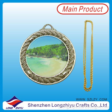 Round Dog Tag Beach Pictures Insert Middle with Unique Border (LZY00128)